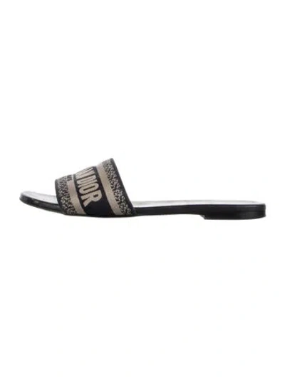 Pre-owned Dior Signature Logo Canvas Slides In Blue