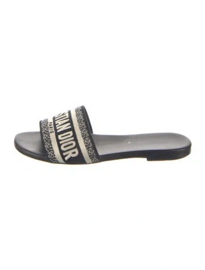 Pre-owned Dior Signature Logo Canvas Slides In Blue