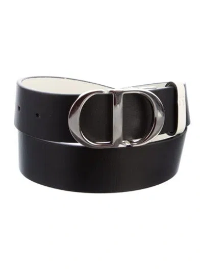 Pre-owned Dior Signature Logo Leather Belt In Black