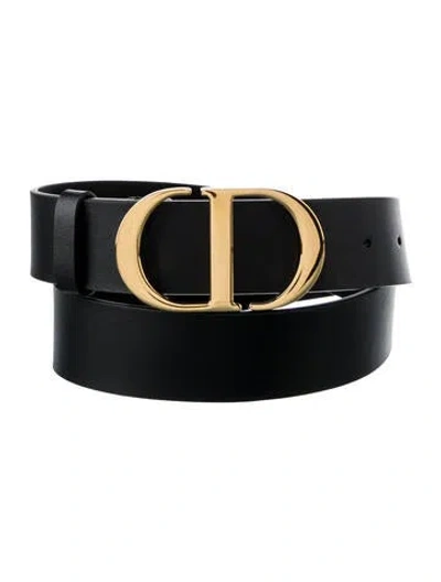 Pre-owned Dior Signature Logo Leather Belt In Black