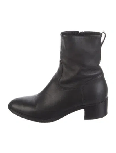 Pre-owned Dior Signature Logo Leather Boots In Black