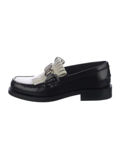 Pre-owned Dior Signature Logo Leather Loafers In Black
