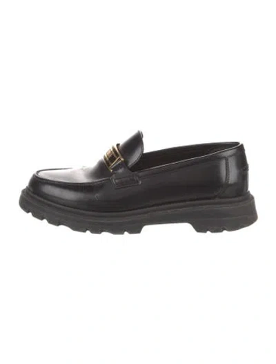 Pre-owned Dior Signature Logo Leather Loafers In Black