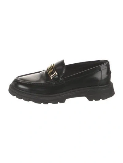 Pre-owned Dior Signature Logo Leather Loafers In Black
