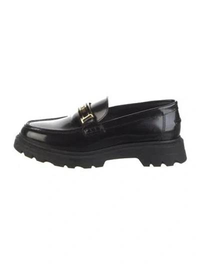 Pre-owned Dior Signature Logo Leather Loafers In Black