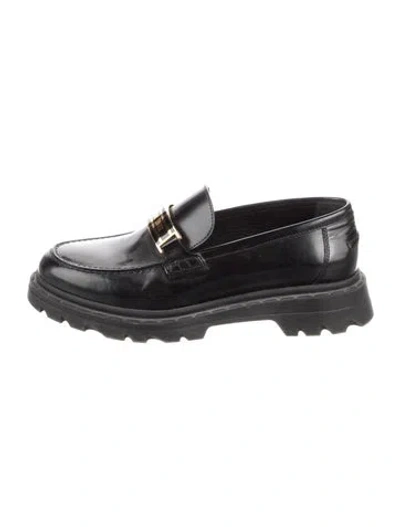Pre-owned Dior Signature Logo Leather Loafers In Black