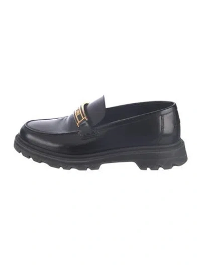 Pre-owned Dior Signature Logo Leather Loafers In Blue
