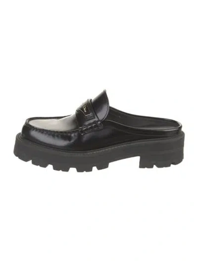 Pre-owned Dior Signature Logo Leather Mules In Black