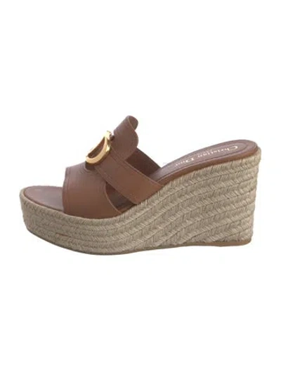 Pre-owned Dior Signature Logo Leather Slides In Neutral