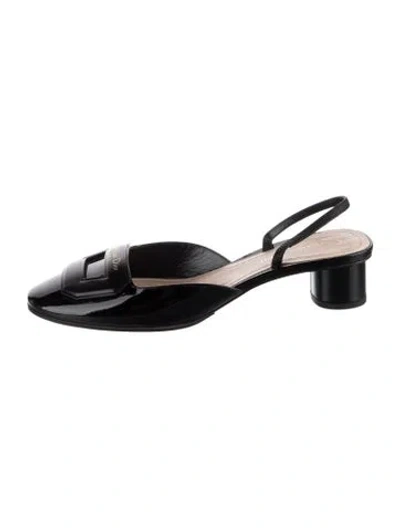 Pre-owned Dior Signature Logo Patent Leather Slingback Pumps In Black