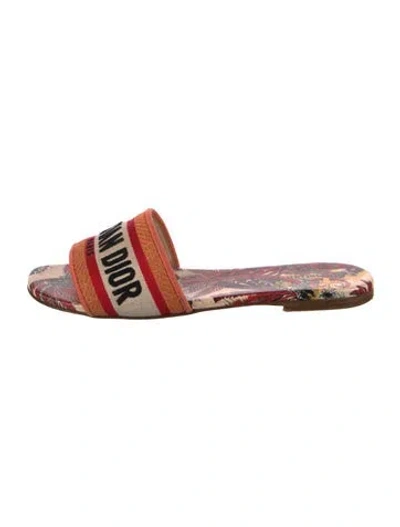 Pre-owned Dior Signature Logo Printed Slides In Orange