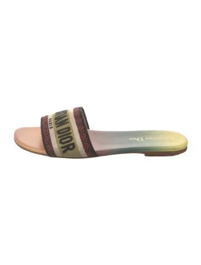Pre-owned Dior Signature Logo Printed Slides In Orange