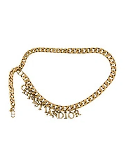 Pre-owned Dior Signature Logo Skinny Waist Belt In Gold