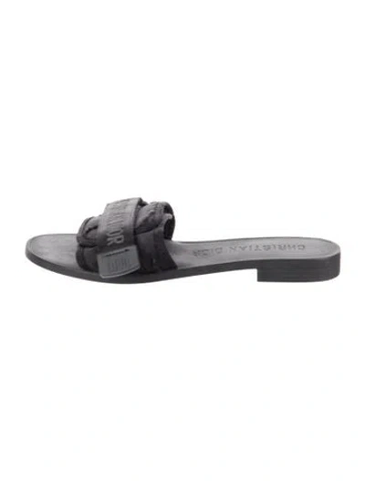 Pre-owned Dior Signature Logo Slides In Gray