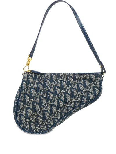 Pre-owned Dior Signature Monogram Shoulder Bag In Blue