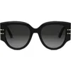 Dior Signature R2i 53mm Gradient Butterfly Sunglasses In Shiny Black/gradient Smoke