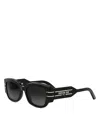 Dior Signature S13i Rectangle Sunglasses, 52mm In Black/smoke Grad