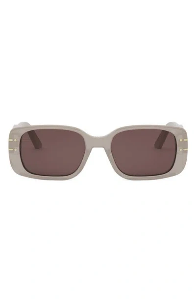 Dior Signature S12i 53mm Rectangular Sunglasses In Shiny Beige / Brown