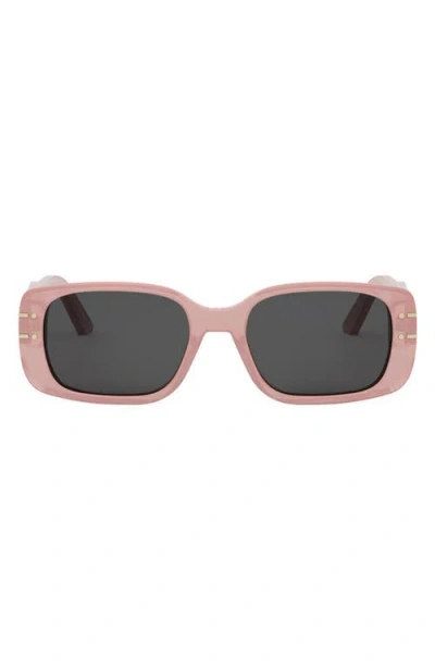 Dior Signature S12i 53mm Rectangular Sunglasses In Shiny Pink/smoke
