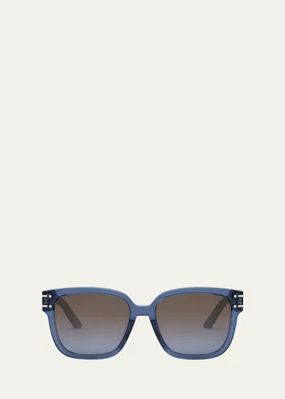 Dior Signature S7f 30f2 Cd40140f 90t Square Sunglasses In Shiny Blue Bordea