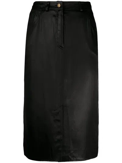 Pre-owned Dior Silk 1990s  Five-pocket Pencil Skirt In Black