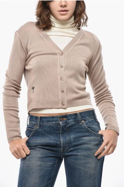 Dior Silk And Cashmere Crop Cardigan In Neutral