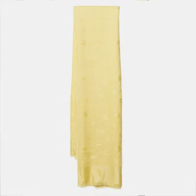 Pre-owned Dior Silk & Wool Shawl In Yellow