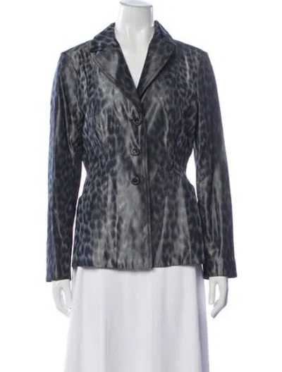 Pre-owned Dior Silk Animal Print Blazer In Blue