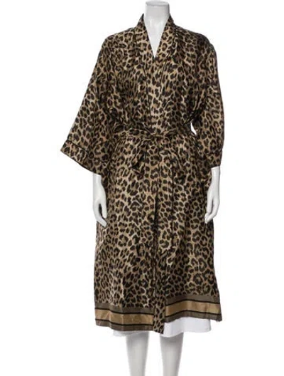 Pre-owned Dior Silk Animal Print Jacket In Brown