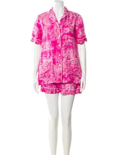 Pre-owned Dior Silk Animal Print Nightgown In Pink