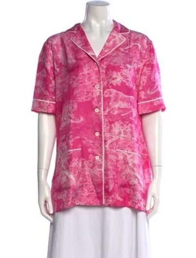 Pre-owned Dior Silk Animal Print Pajamas In Pink