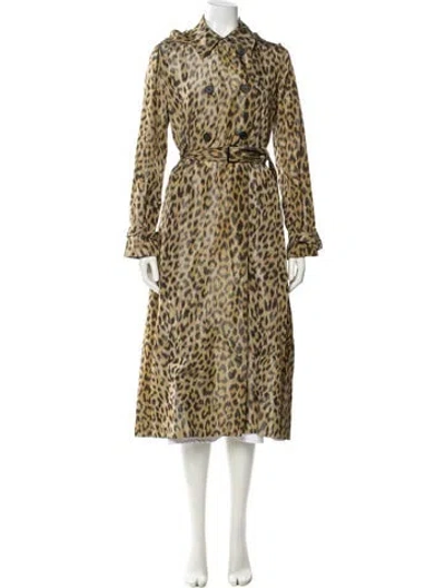 Pre-owned Dior Silk Animal Print Trench Coat In Neutral