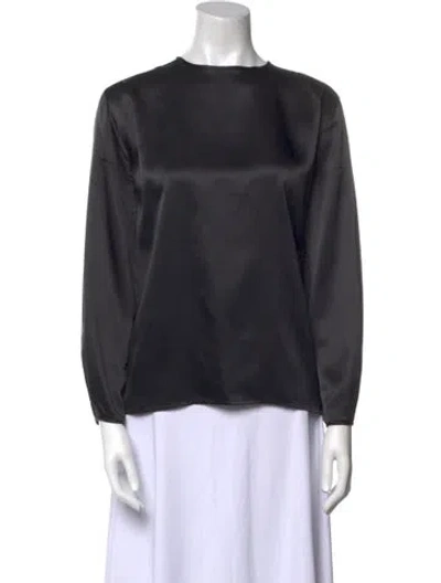 Pre-owned Dior Silk Bateau Neckline Blouse In Gray