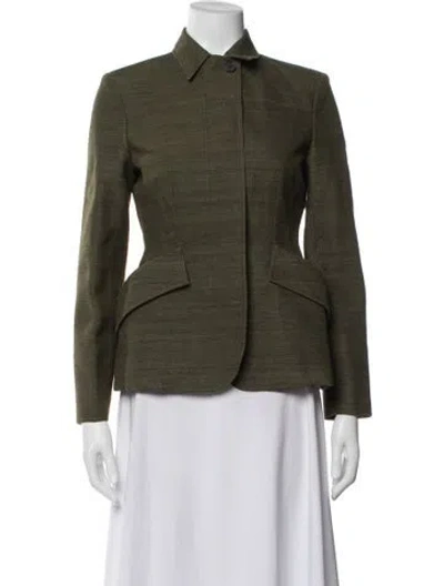 Pre-owned Dior Silk Blazer In Green