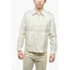 Dior Silk Blend Utility Shirt With Balanced Stripe Motif