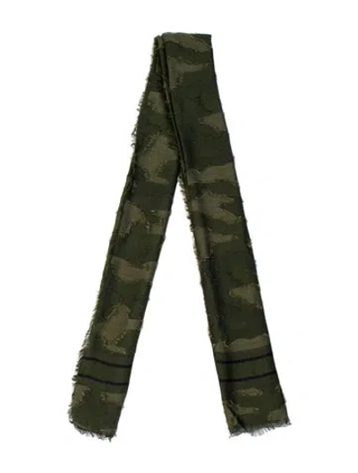 Pre-owned Dior Silk Camouflage Print Scarf In Green
