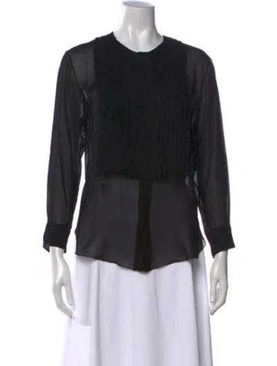 Pre-owned Dior Silk Crew Neck Blouse In Black