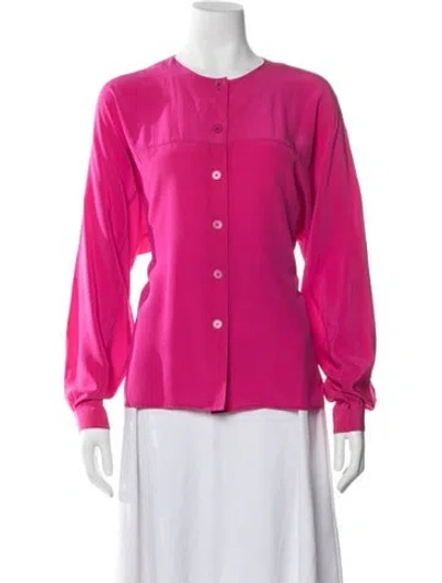 Pre-owned Dior Silk Crew Neck Blouse In Pink