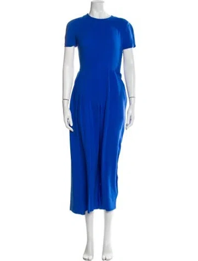 Pre-owned Dior Silk Crew Neck Jumpsuit In Blue
