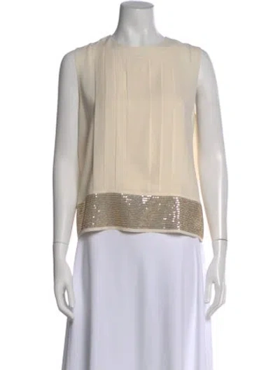 Pre-owned Dior Silk Crew Neck Top In Neutral