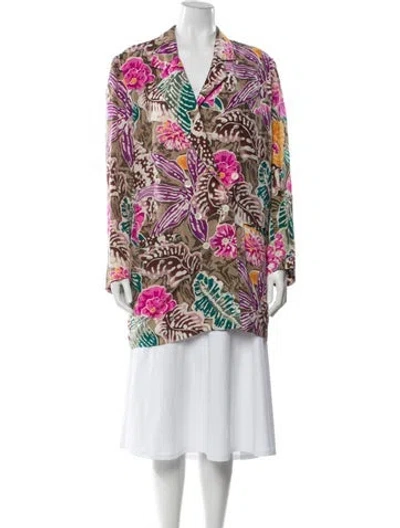 Pre-owned Dior Silk Floral Print Blazer In Multi