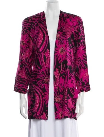 Pre-owned Dior Silk Floral Print Jacket In Pink