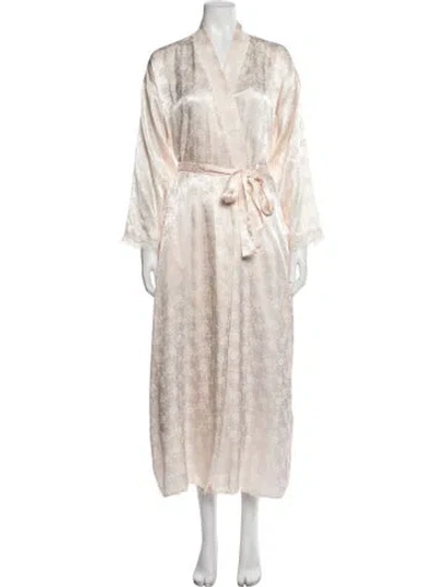 Pre-owned Dior Silk Floral Print Robe In Neutrals