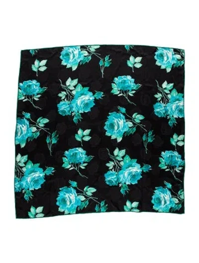 Pre-owned Dior Silk Floral Print Scarf In Black