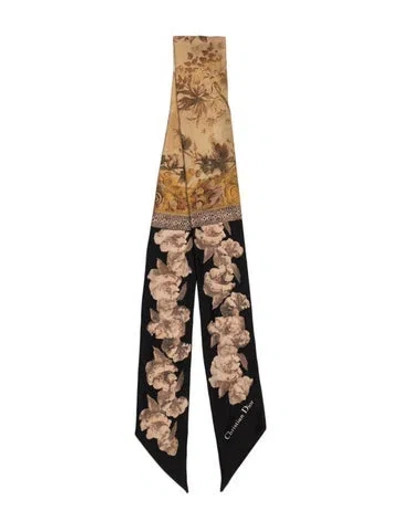 Pre-owned Dior Silk Floral Print Scarf In Black/neutrals