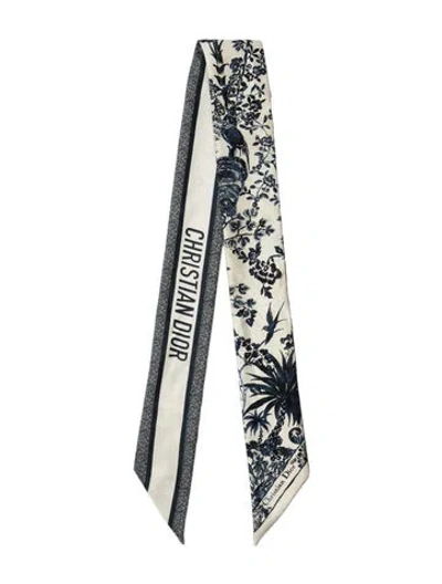 Pre-owned Dior Silk Floral Print Scarf In Neutral