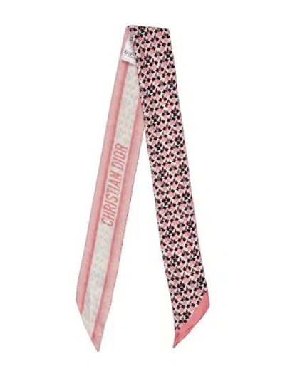 Pre-owned Dior Silk Floral Print Scarf In Pink