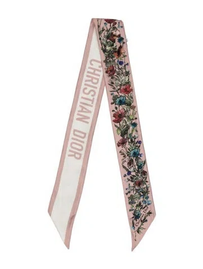 Pre-owned Dior Silk Floral Print Scarf In Pink