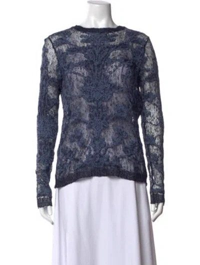 Pre-owned Dior Silk Floral Print Sweater In Blue