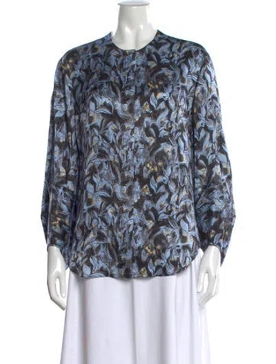 Pre-owned Dior Silk Floral Print Top In Blue